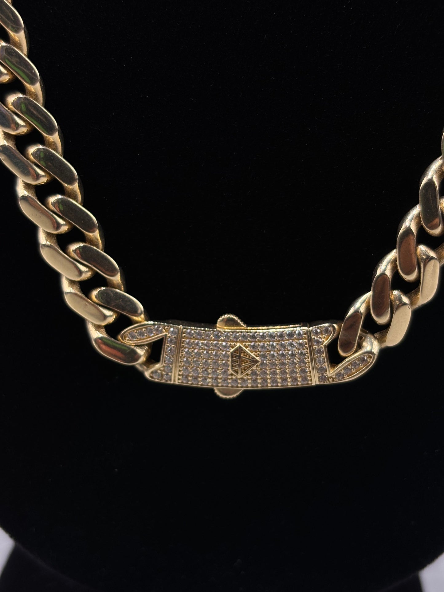 14K Gold Cuban Link Chain with Diamond Clasp