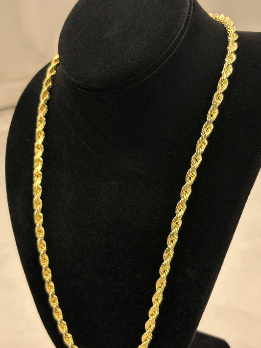 Elegant 14K Gold Rope Chain Necklace