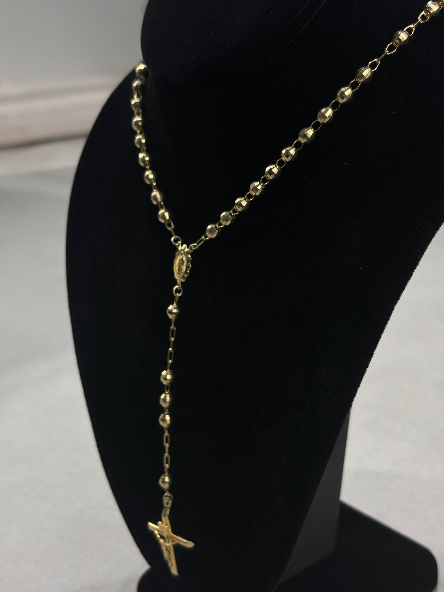 Devotional 14k Pure Gold Rosary Necklace