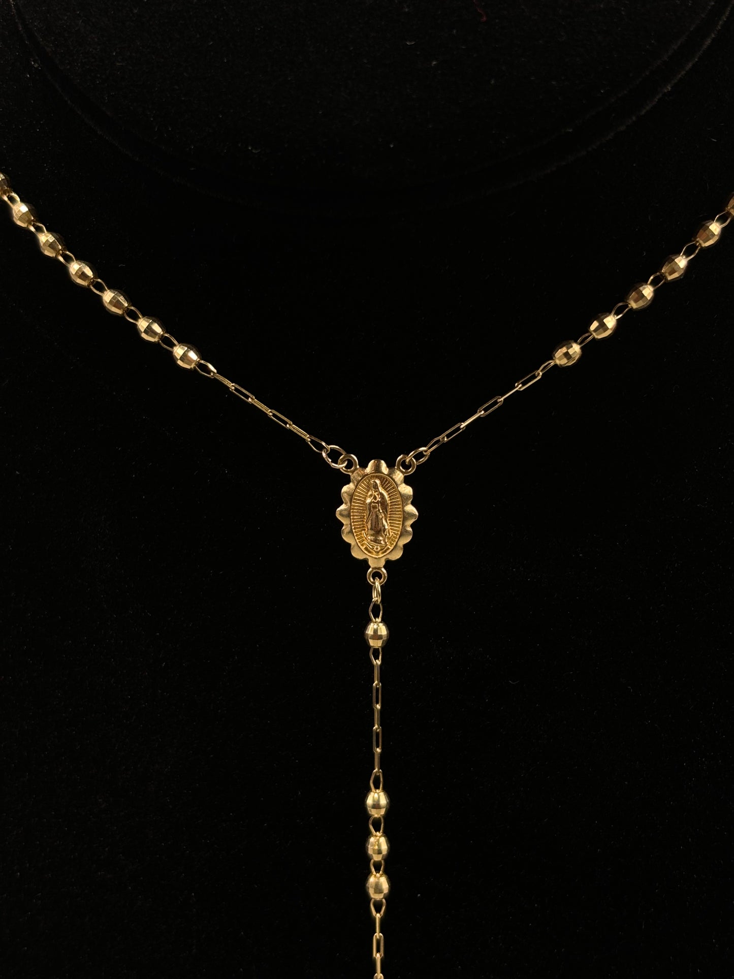 Devotional 14k Pure Gold Rosary Necklace