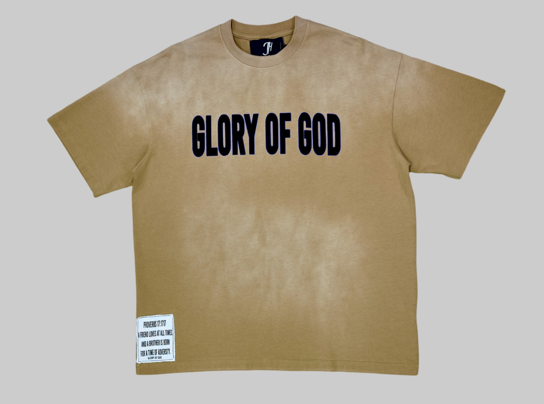 Glory of God Oversized Half Sleeve T-Shirt - Ultra-Soft Cotton in Elegant Light Brown